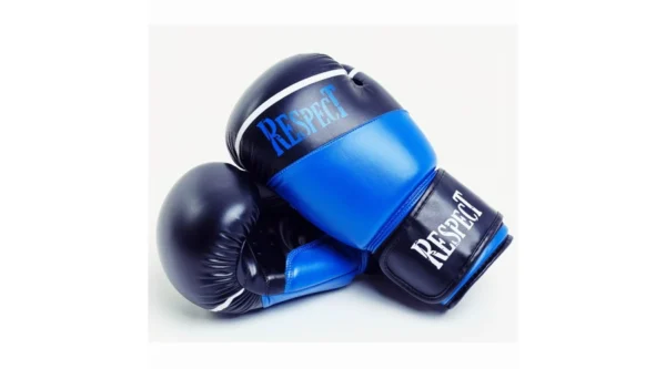 Boxkesztyű Műbőr Kék Fekete 8-12OZ - Respect Fight