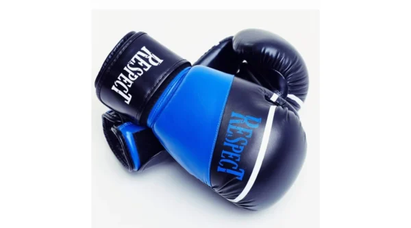 Boxkesztyű Műbőr Kék Fekete 8-12OZ - Respect Fight