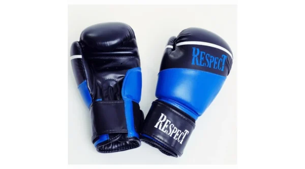 Boxkesztyű Műbőr Kék Fekete 8-12OZ - Respect Fight
