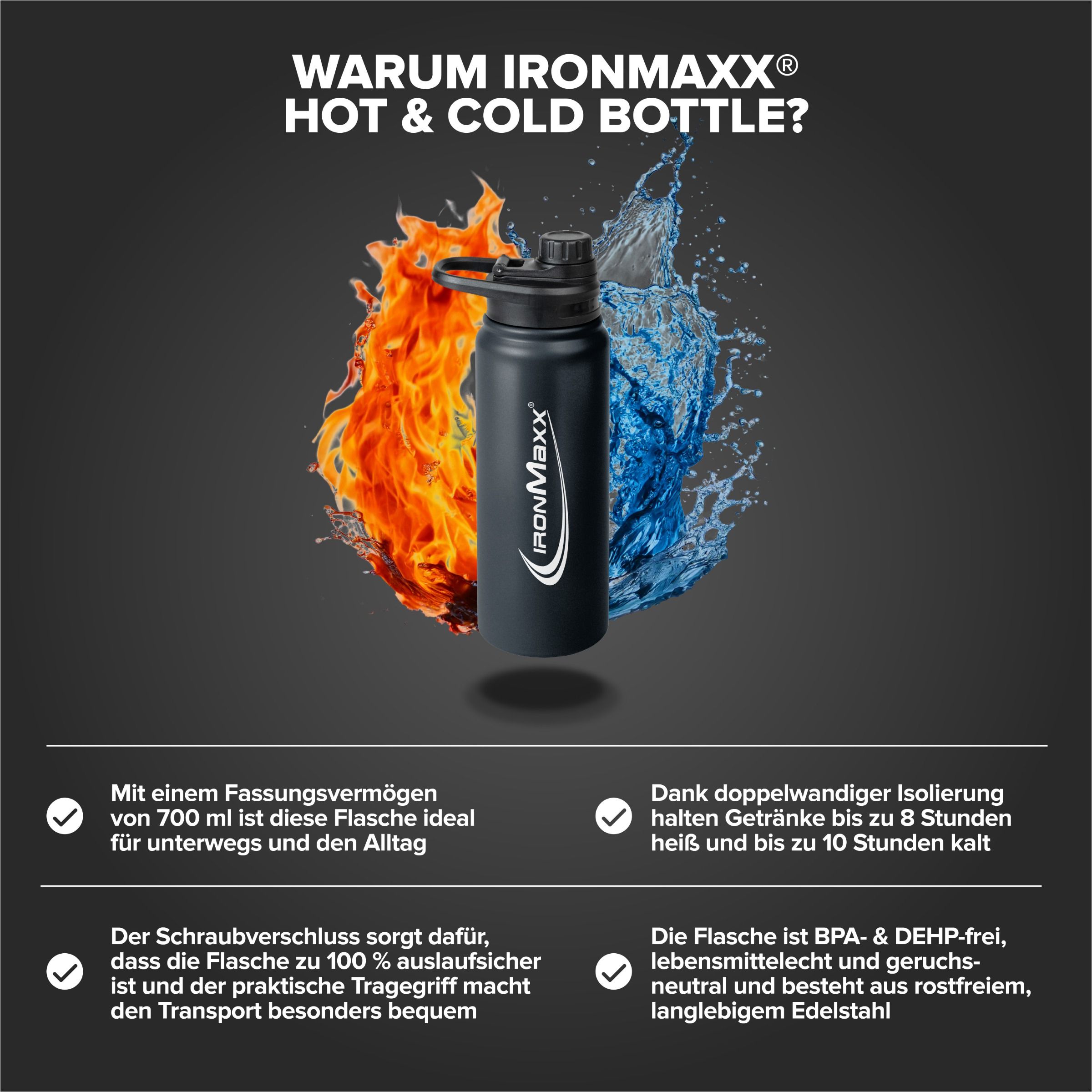 Hot & Cold Bottle- Meleg és hideg italokhoz Palack 800ml - IronMaxx® 3 Hot & Cold Bottle- Meleg és hideg italokhoz Palack 800ml - IronMaxx® - Image 3