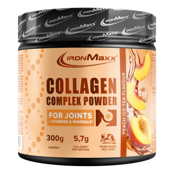 Collagen Complex Powder 300 g IronMaxx® – 5,7 g kollagén/adag 7 Collagen Complex Powder 300 g IronMaxx őszibarackos jegestea ízben