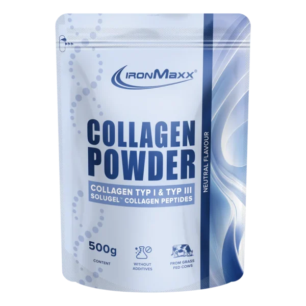 Collagen Powder 500 g IronMaxx® – 9 g kollagénfehérje/adag 7 Collagen Powder 500 g IronMaxx semleges ízű marhakollagén