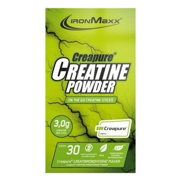 Creatine Creapure® Sticks 30 × 3,4 g IronMaxx – 3 g tiszta kreatin/tasak 7 Creatine Creapure Sticks IronMaxx 30 x 3,4 g tasak