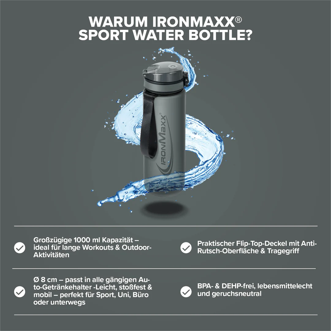 Sport Water Bottle - Sport kulacs 1000ml - IronMaxx® 3 Sport Water Bottle - Sport kulacs 1000ml - IronMaxx® - Image 3