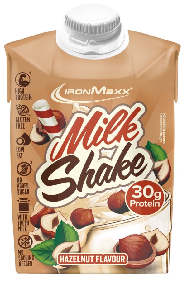 Milk Shake Proteindrink RTD 500 ml IronMaxx – 30 g fehérje 25 Milk Shake Proteindrink RTD 500ml IronMaxx mogyoró ízben