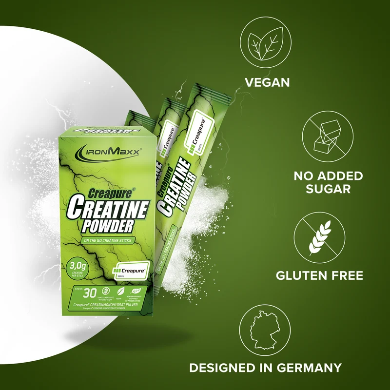 Creatine Creapure® Sticks 30 × 3,4 g IronMaxx – 3 g tiszta kreatin/tasak 2 Creatine Creapure® Sticks 30 × 3,4 g IronMaxx – 3 g tiszta kreatin/tasak - Image 2