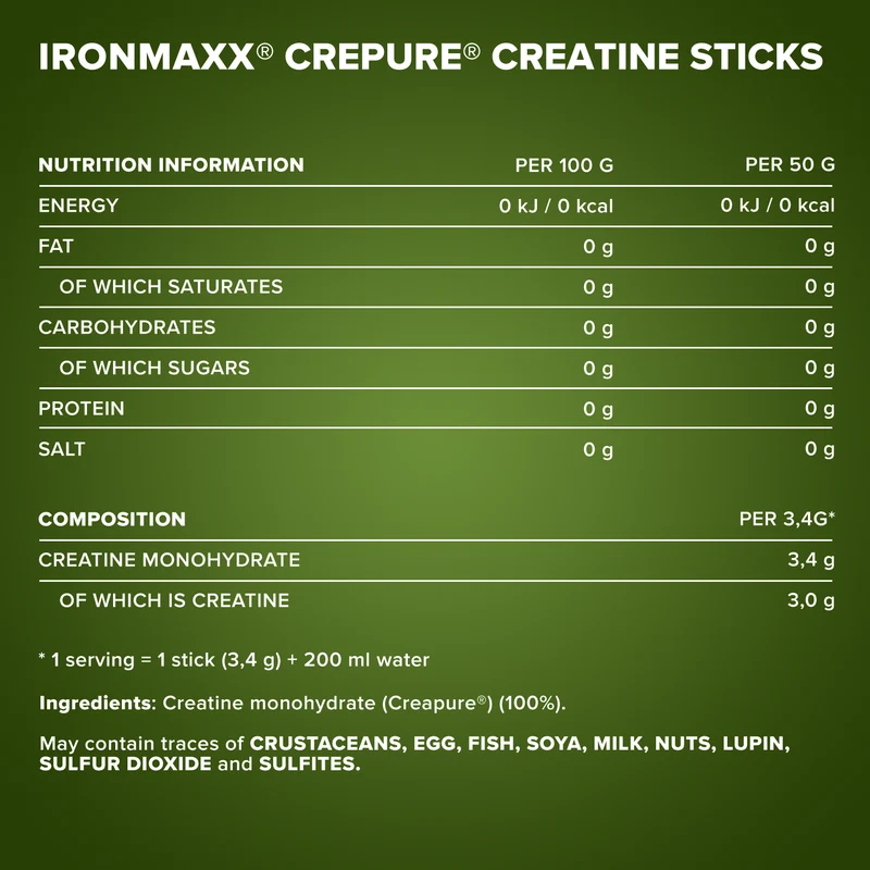 Creatine Creapure® Sticks 30 × 3,4 g IronMaxx – 3 g tiszta kreatin/tasak 4 Creatine Creapure® Sticks 30 × 3,4 g IronMaxx – 3 g tiszta kreatin/tasak - Image 4