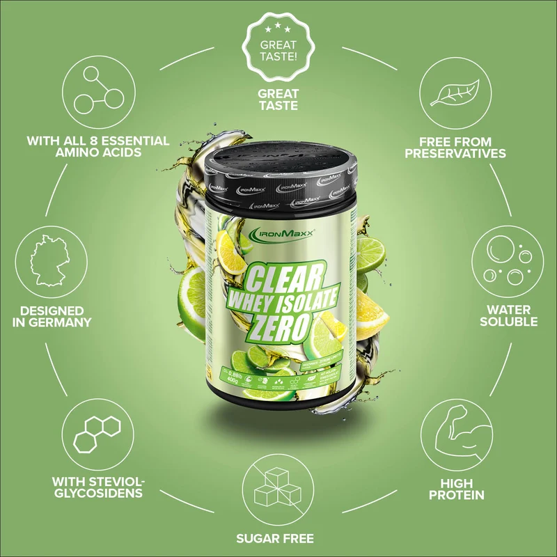 Clear Whey Isolate ZERO 400 g IronMaxx® – 24 g fehérje/adag 5 Clear Whey Isolate ZERO 400 g IronMaxx® – 24 g fehérje/adag - Image 5