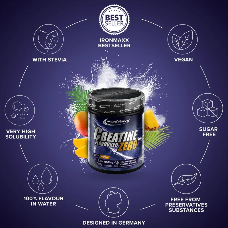 Creatine Flavoured ZERO 500 g – IronMaxx® | 4 000 mg kreatin/adag 5 Creatine Flavoured ZERO 500 g – IronMaxx® | 4 000 mg kreatin/adag - Image 5